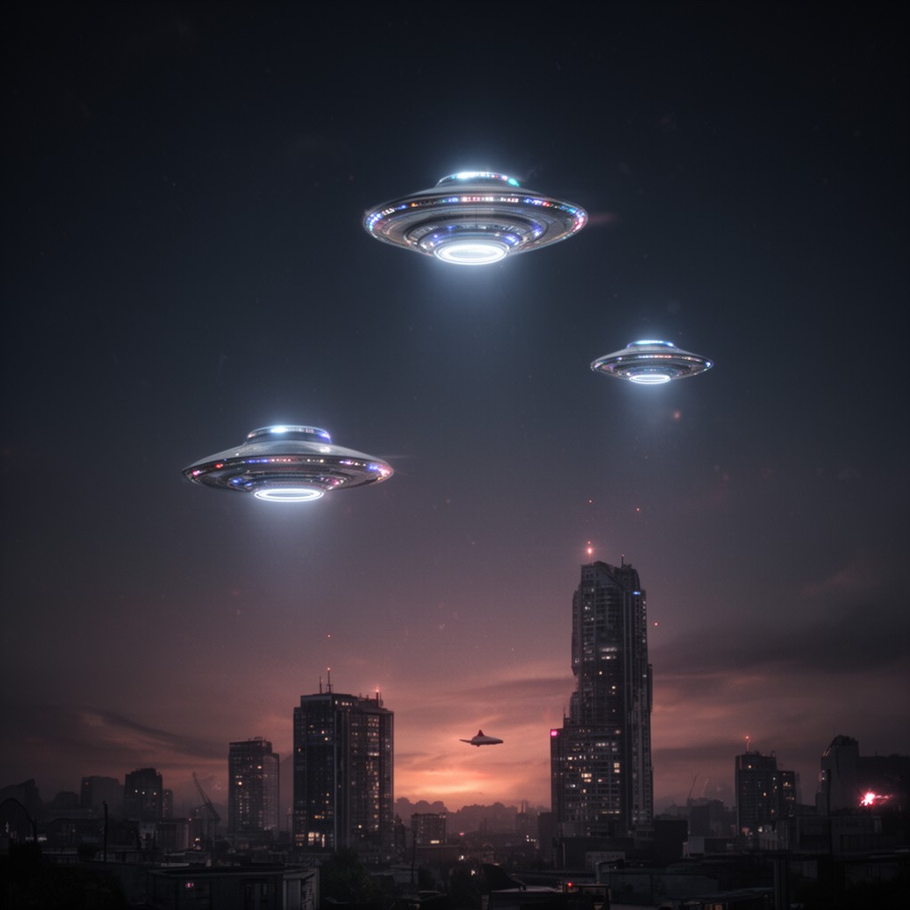 AI-generated illustration of UFOs