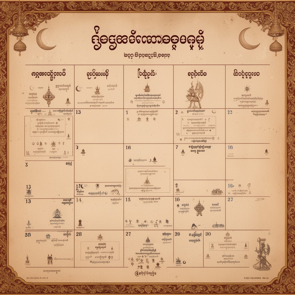 AI-generated illustration of Burmese calendar