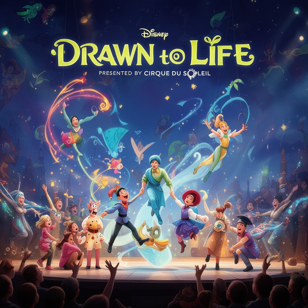 AI-generated illustration of Drawn to Life presented by Cirque du Soleil and Disney