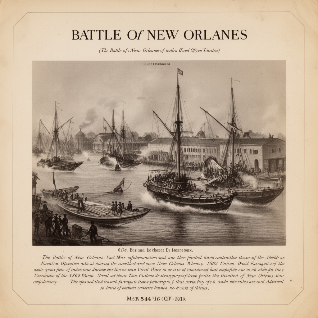 AI-generated illustration of Battle of New Orleans (Civil War naval operations)