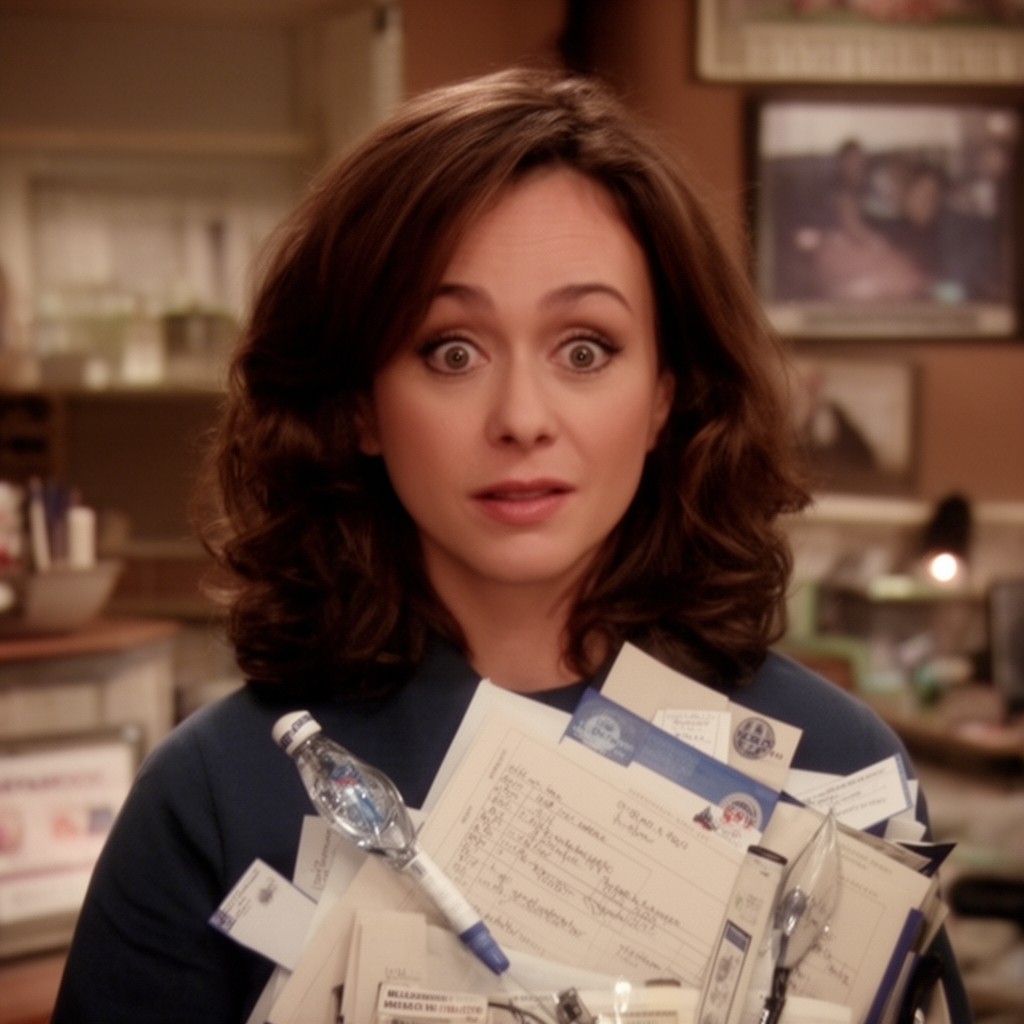 AI-generated illustration of Liz Lemon in 30 Rock