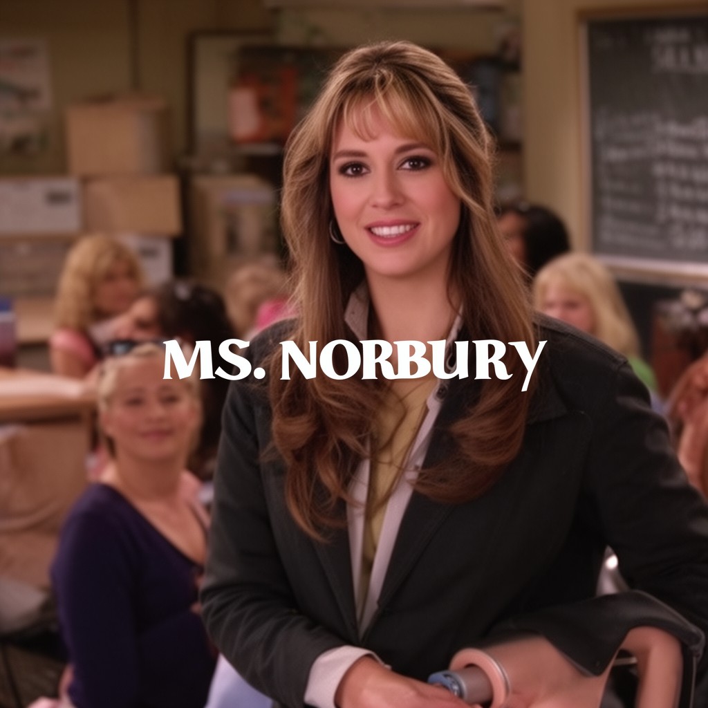 AI-generated illustration of Ms. Norbury in Mean Girls