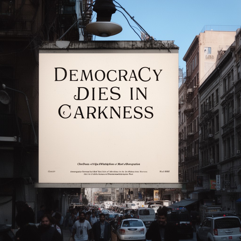 AI-generated illustration of Democracy Dies in Darkness