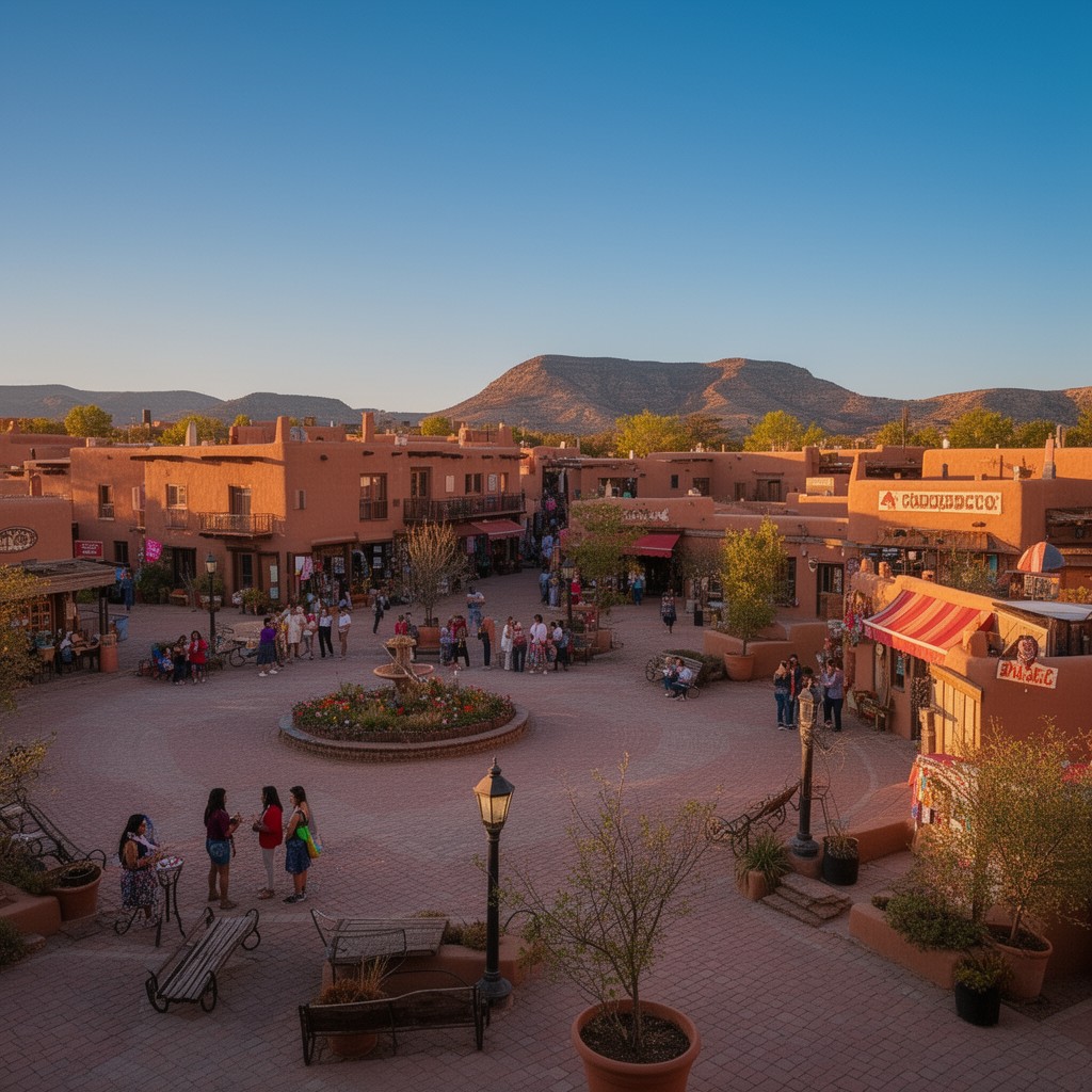 AI-generated illustration of Old Town Albuquerque