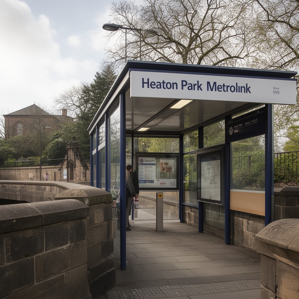 AI-generated illustration of Heaton Park Metrolink stop