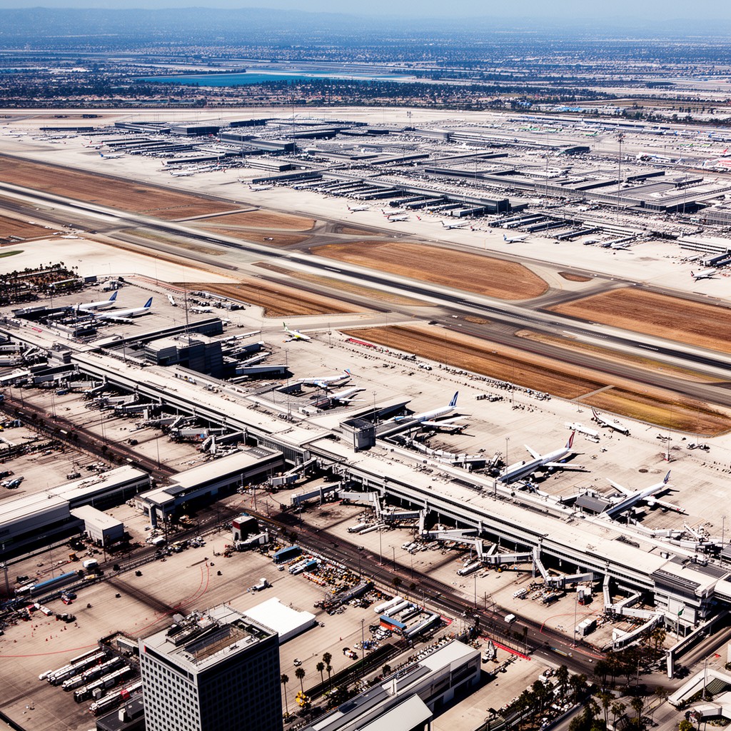 AI-generated illustration of north runway complex at Los Angeles International Airport