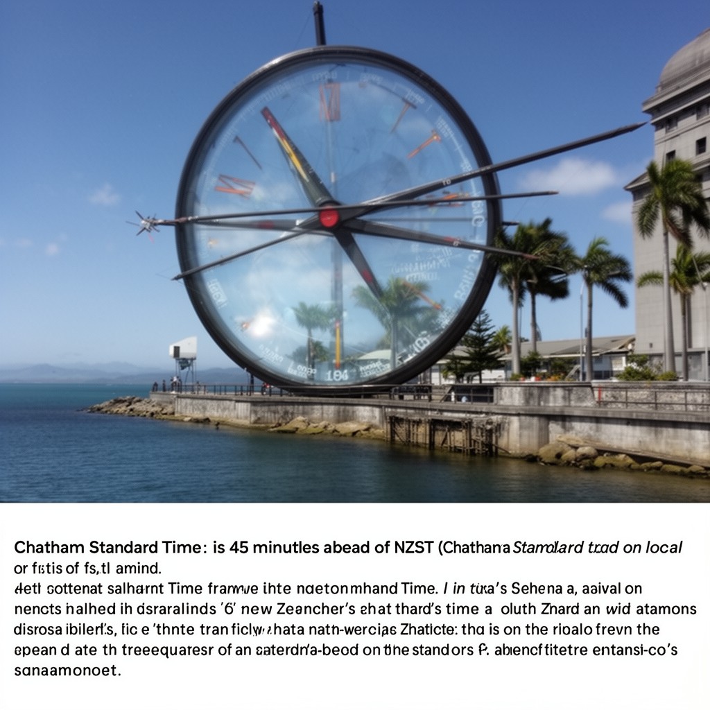AI-generated illustration of Chatham Standard Time is 45 minutes ahead of NZST