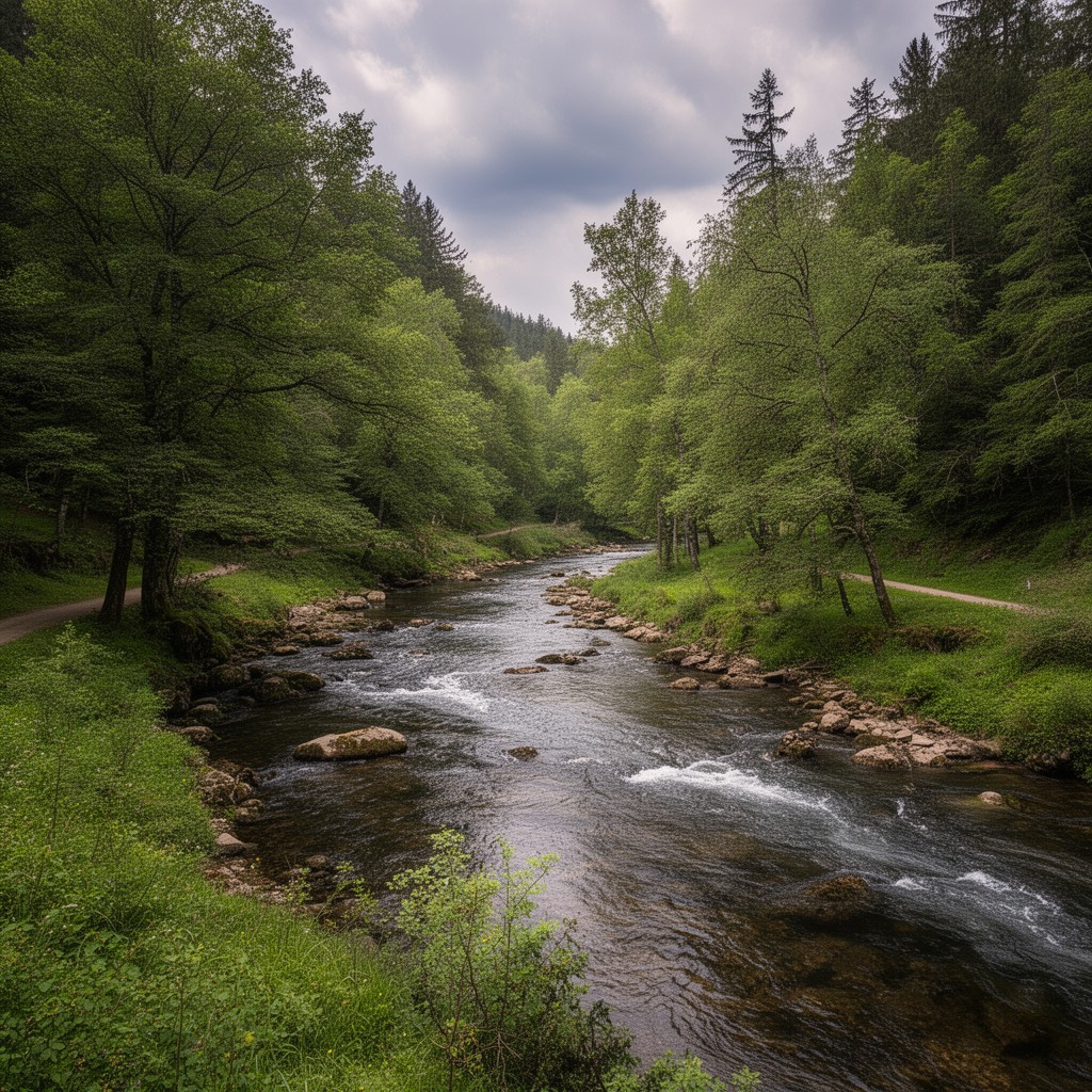 AI-generated illustration of Ourthe River