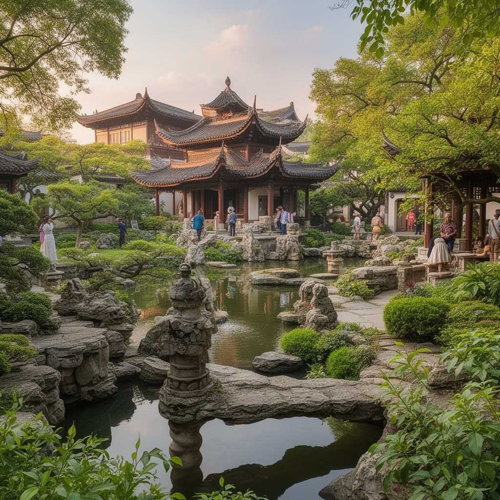 AI-generated illustration of classical gardens of Suzhou