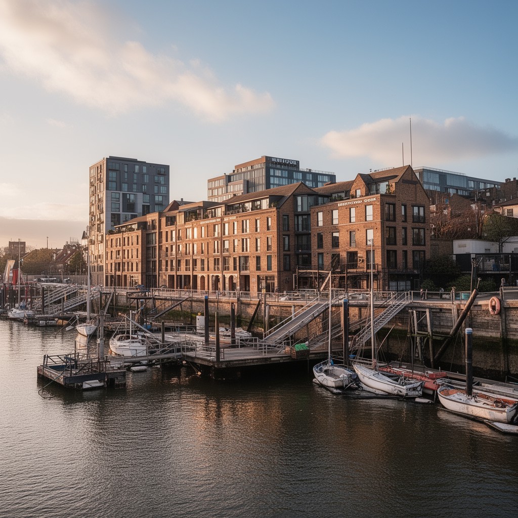 AI-generated illustration of Brentford Dock