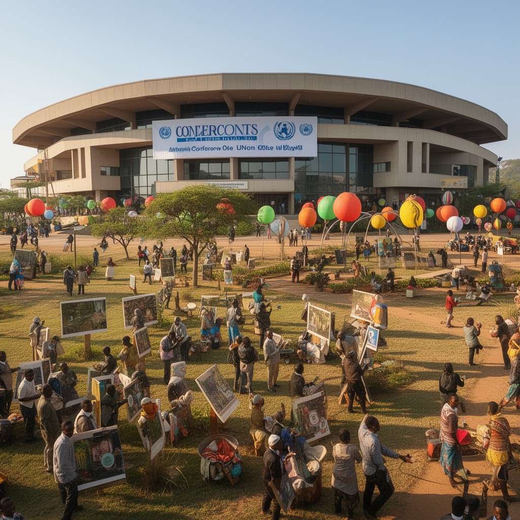 AI-generated illustration of UNON conference centre