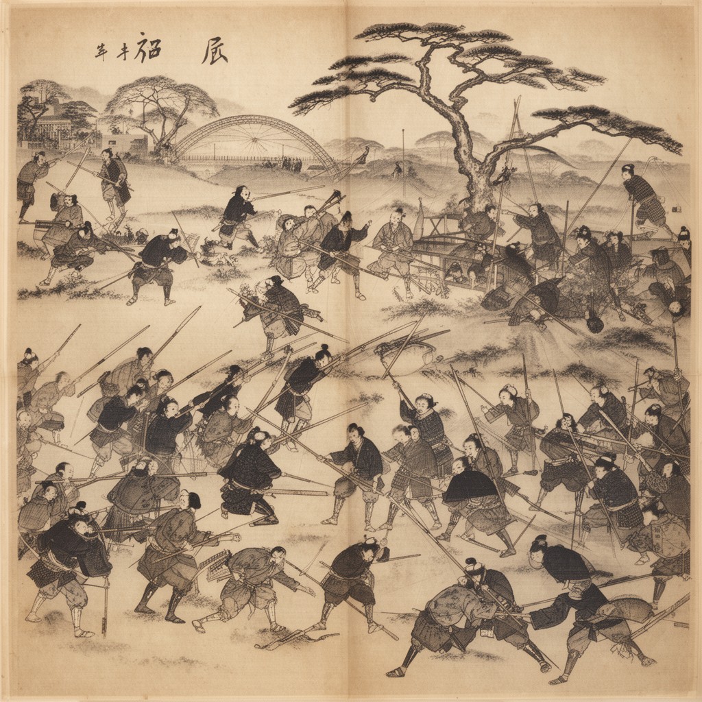AI-generated illustration of Hōgen Rebellion