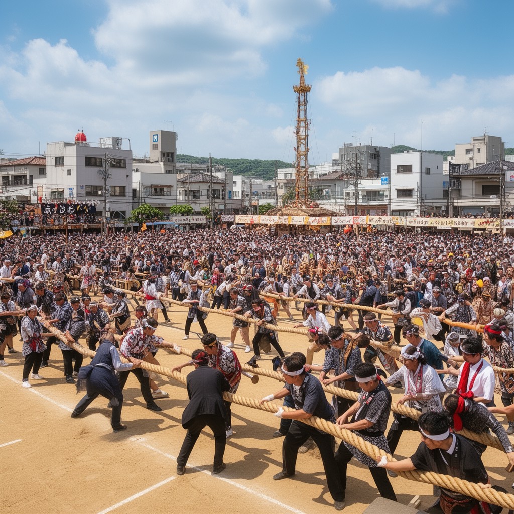 AI-generated illustration of Naha Tug-of-War Festival