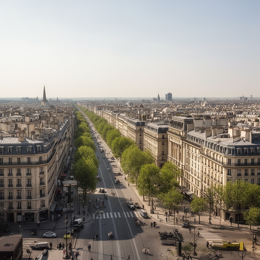 AI-generated illustration of Haussmannization of Paris