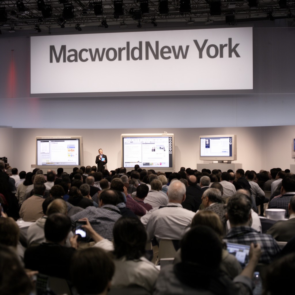 AI-generated illustration of Macworld New York 1999