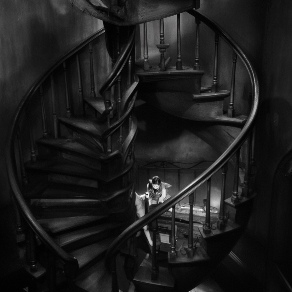 AI-generated illustration of The Spiral Staircase