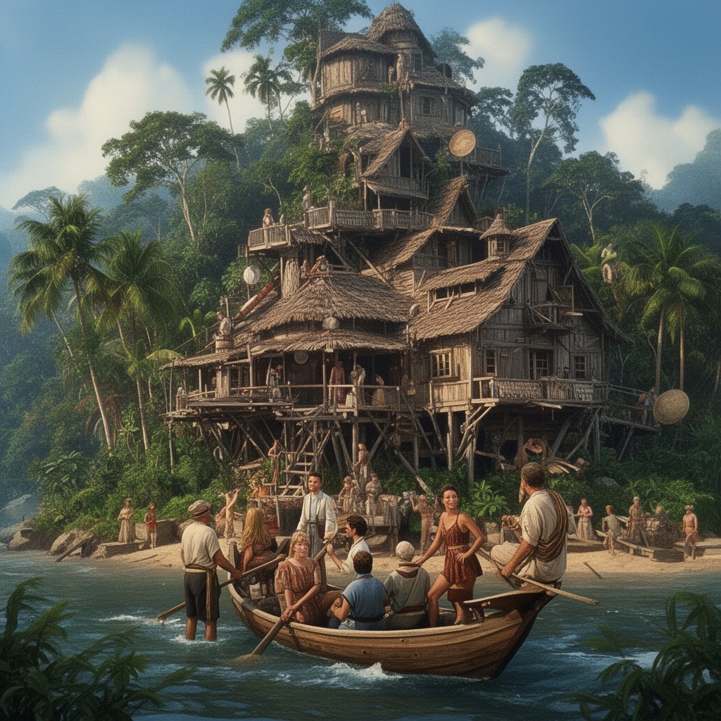 AI-generated illustration of Swiss Family Robinson (1960 film)