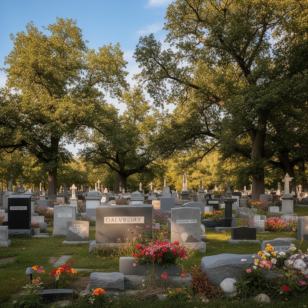 AI-generated illustration of Calvary Cemetery, Omaha, Nebraska, United States
