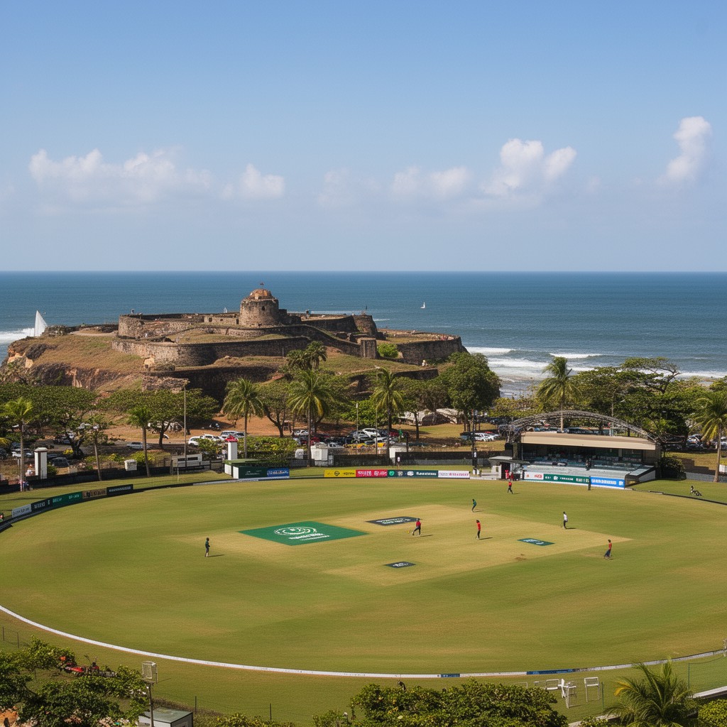 AI-generated illustration of Galle International Stadium