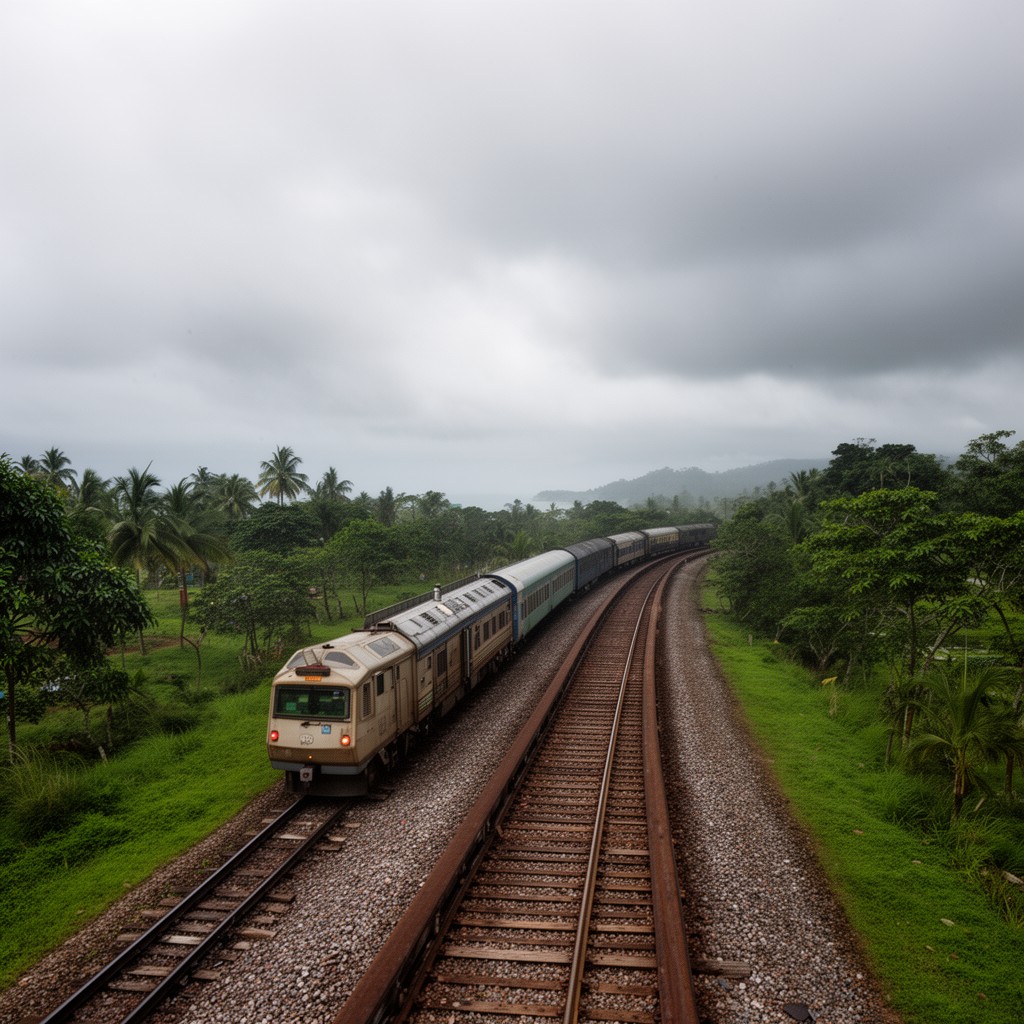 AI-generated illustration of Colombo–Matara railway line