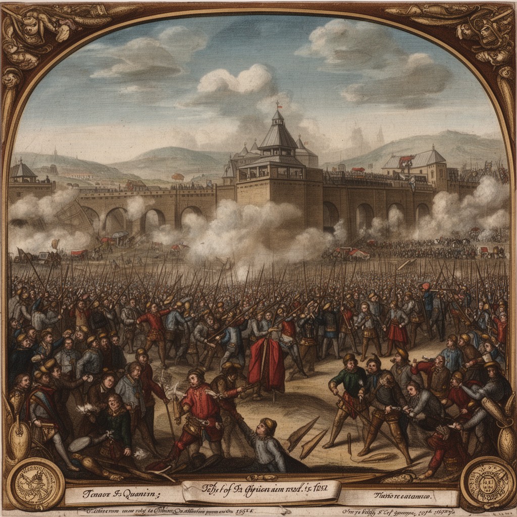 AI-generated illustration of Battle of St. Quentin (1557)