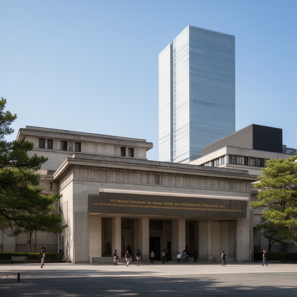 AI-generated illustration of Musée National des Beaux-Arts de l’Occident (National Museum of Western Art, Tokyo)