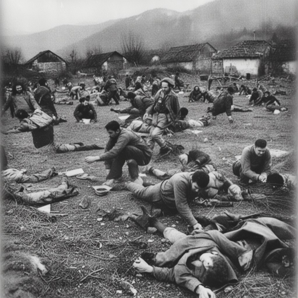 AI-generated illustration of Račak massacre