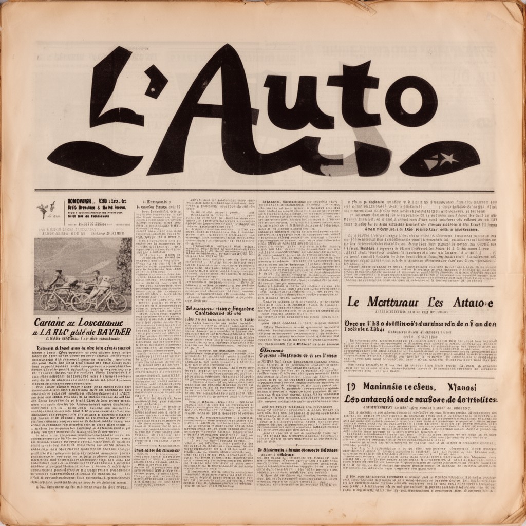 AI-generated illustration of L’Auto newspaper