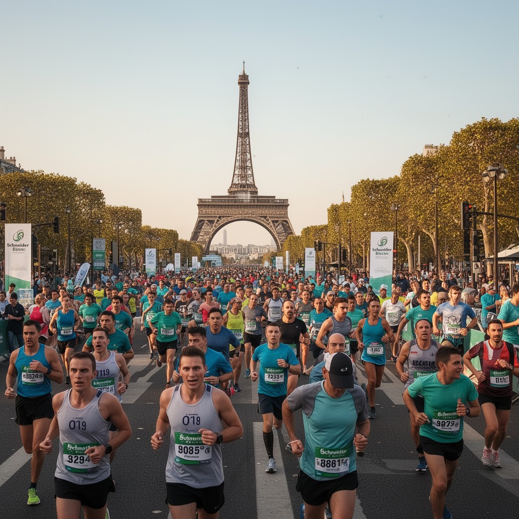 AI-generated illustration of Schneider Electric Marathon de Paris