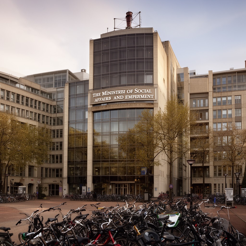AI-generated illustration of Ministry of Social Affairs and Employment building