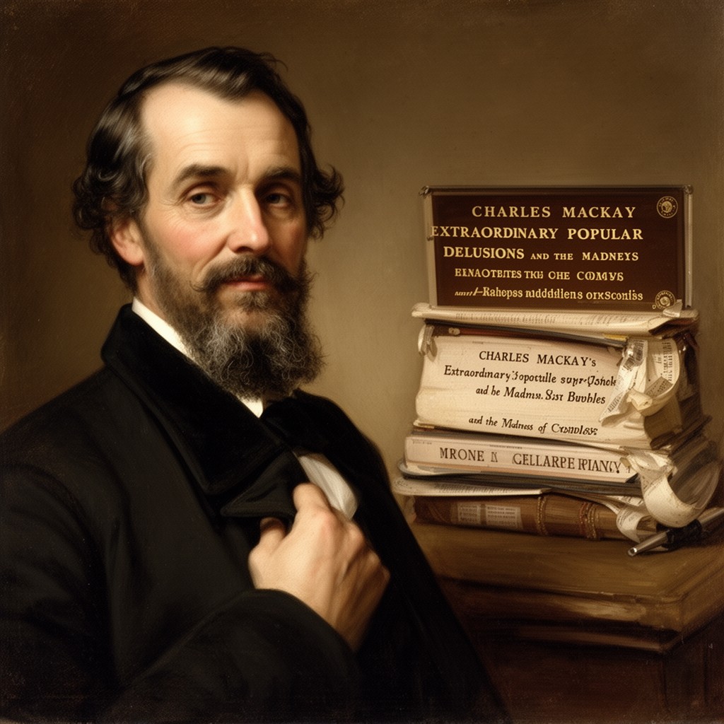 AI-generated illustration of Charles Mackay – Extraordinary Popular Delusions and the Madness of Crowds
