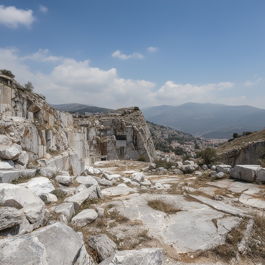 AI-generated illustration of Penteli quarries