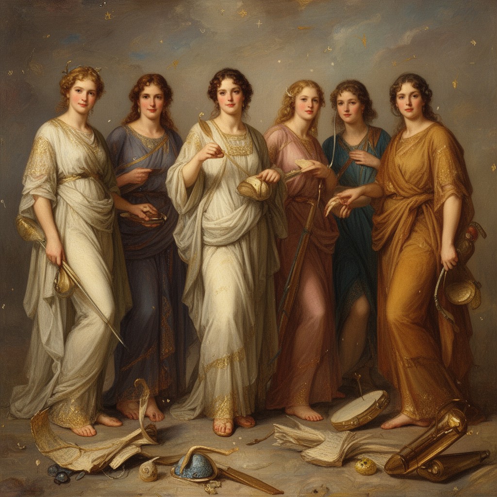 AI-generated illustration of Nine Muses