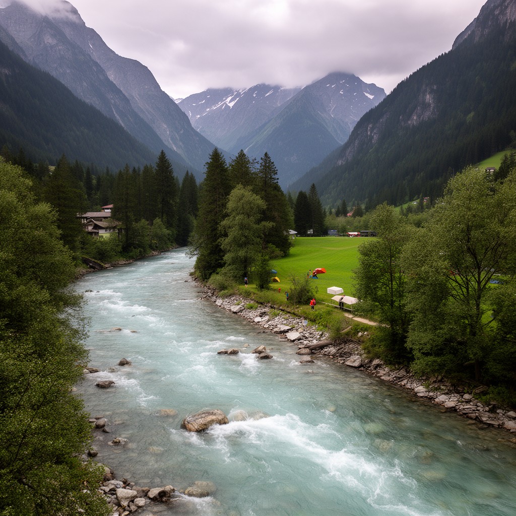 AI-generated illustration of Alpine Rhine