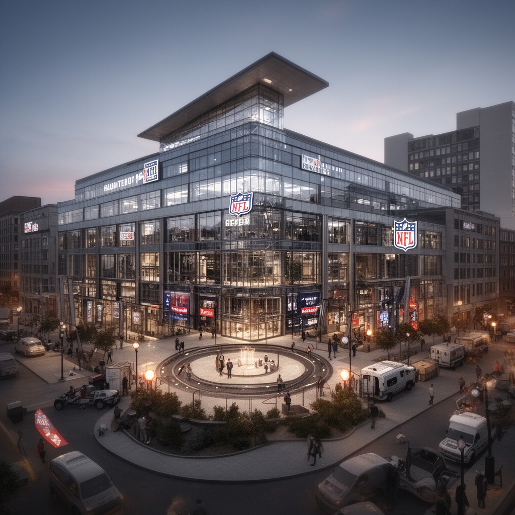 AI-generated illustration of NFL headquarters