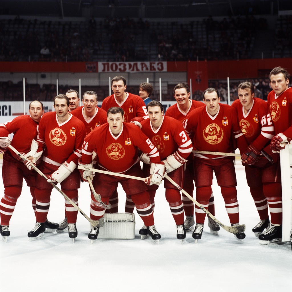 AI-generated illustration of Soviet Union national ice hockey team