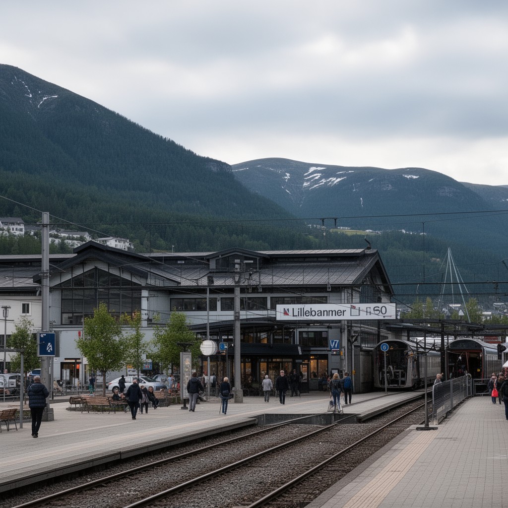 AI-generated illustration of Lillehammer railway station (nearby)
