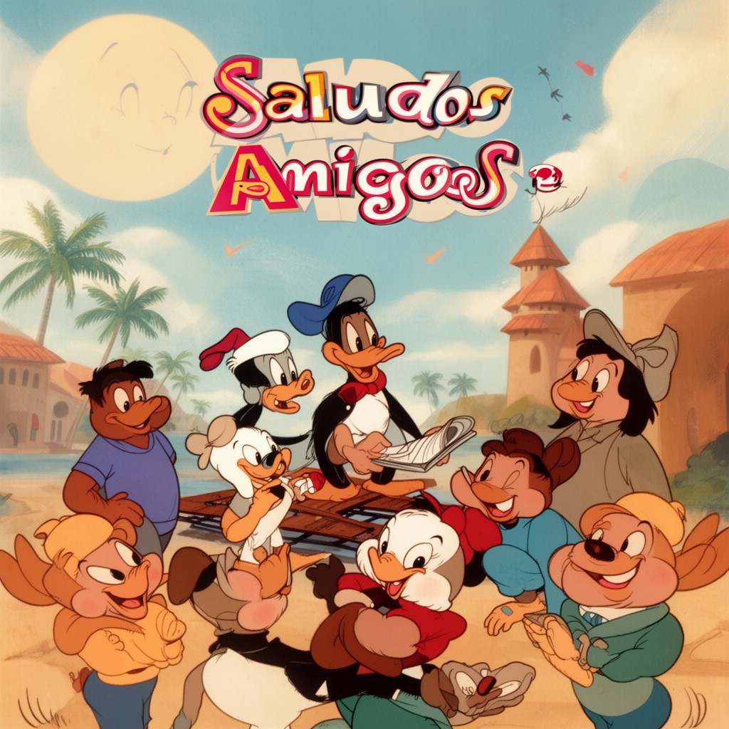 AI-generated illustration of Saludos Amigos