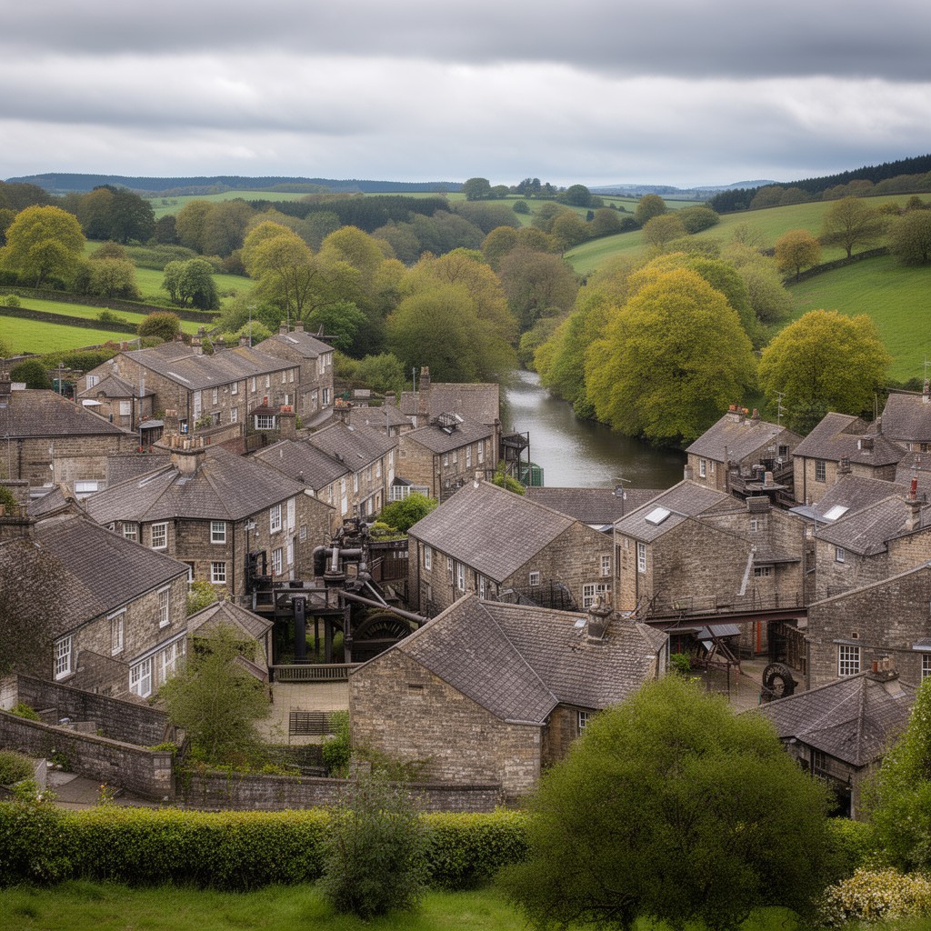 AI-generated illustration of Cromford, Derbyshire, England