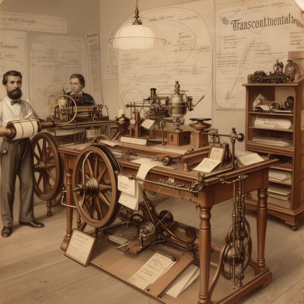 AI-generated illustration of transcontinental telegraph