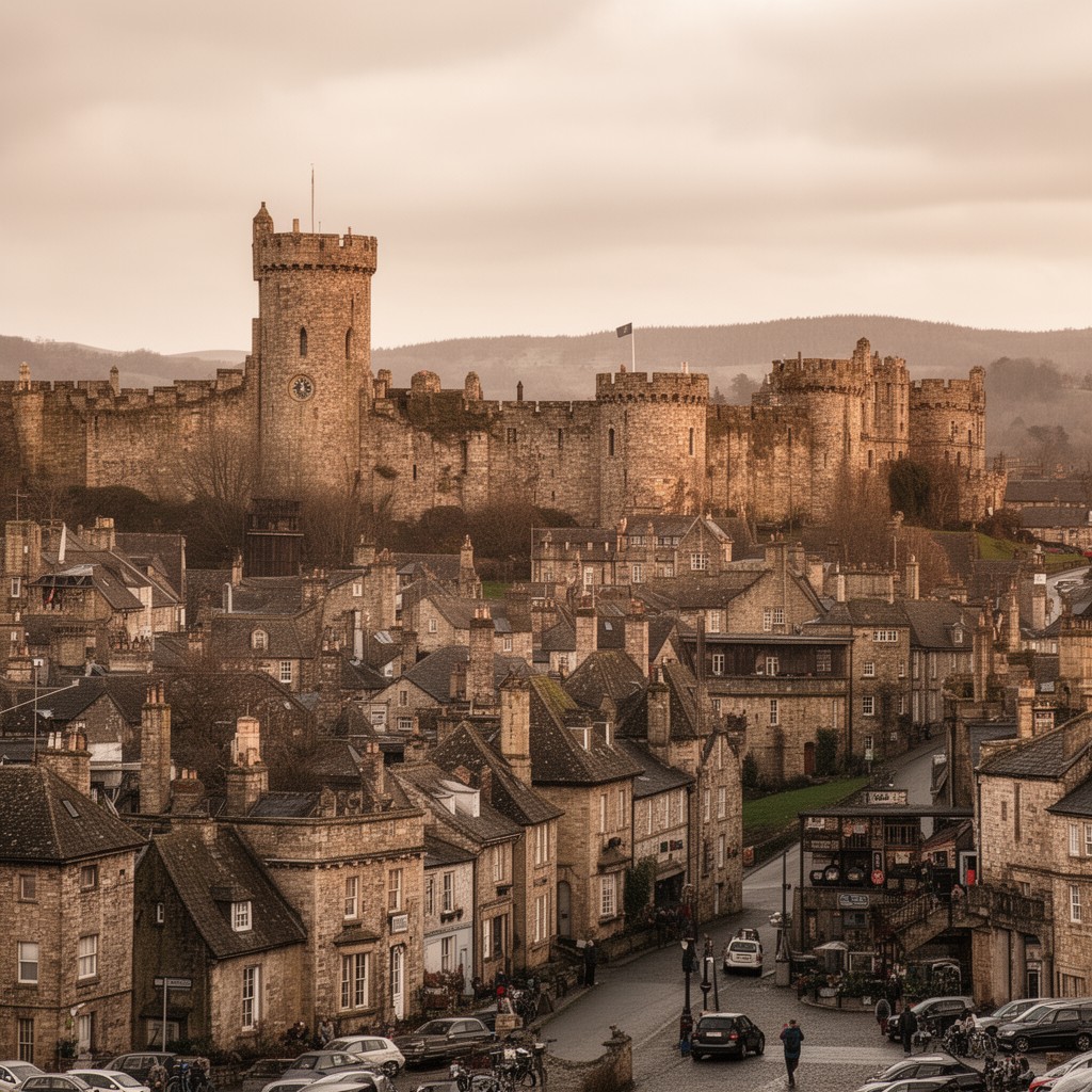 AI-generated illustration of Alnwick, Northumberland, England