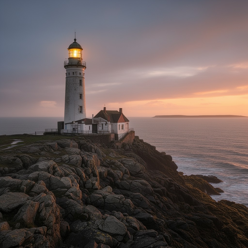 AI-generated illustration of Fidra Lighthouse