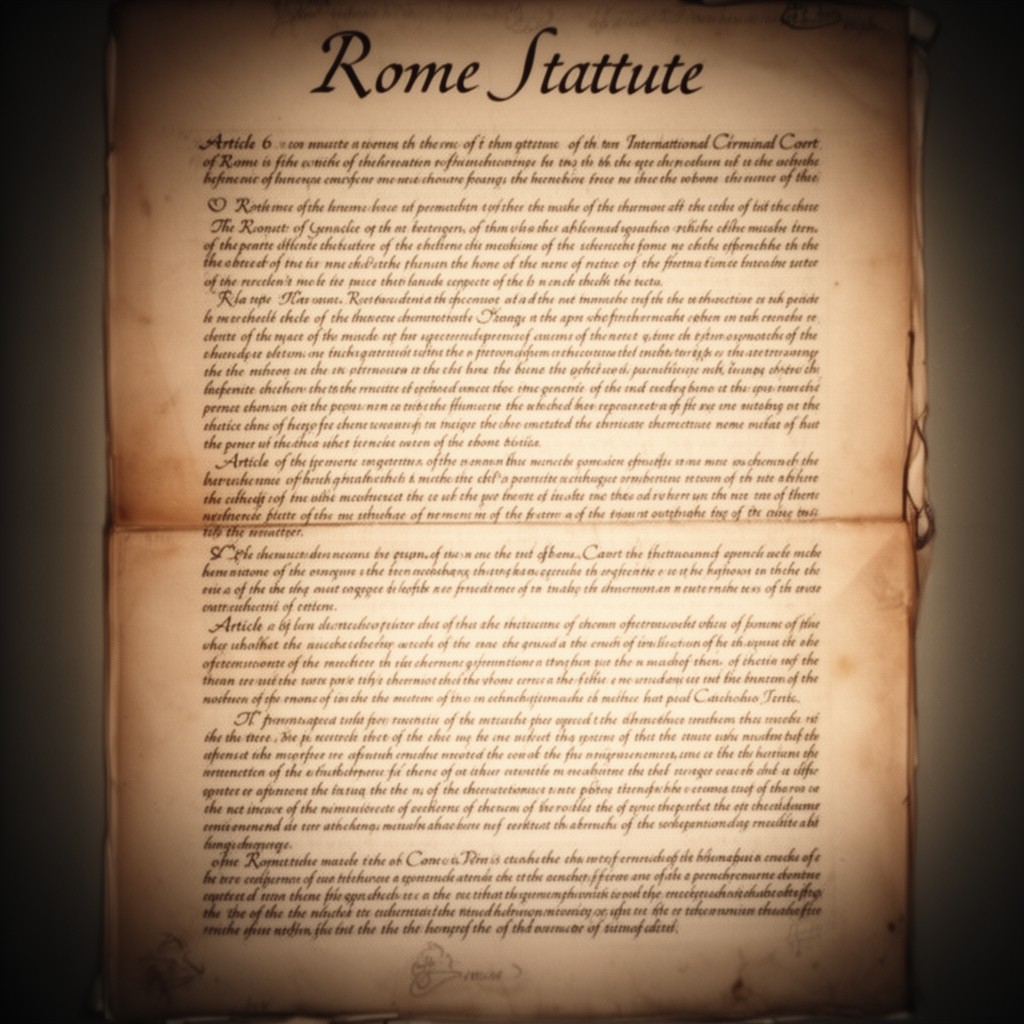 AI-generated illustration of Article 6 of the Rome Statute of the International Criminal Court