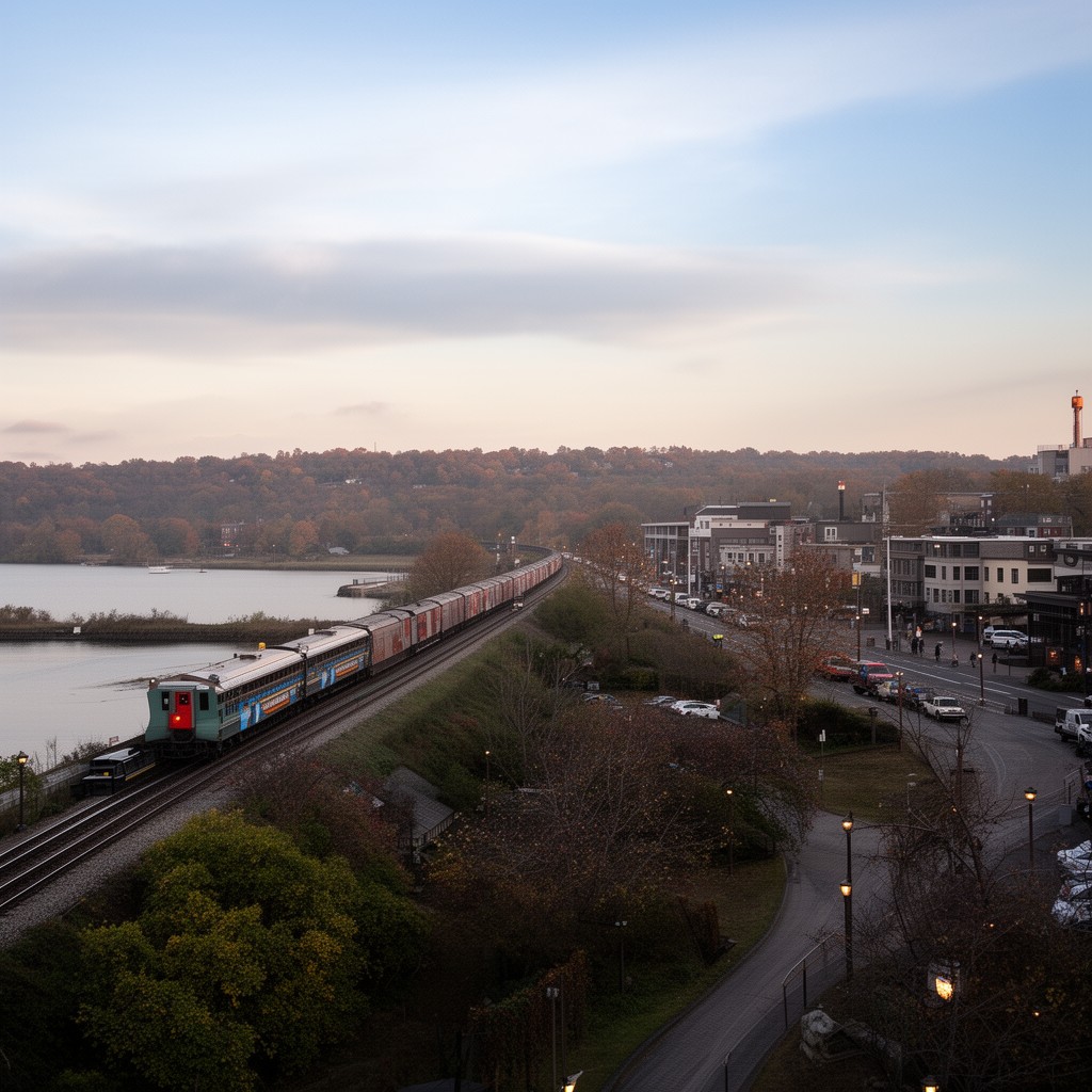 AI-generated illustration of Boston–Portland main line
