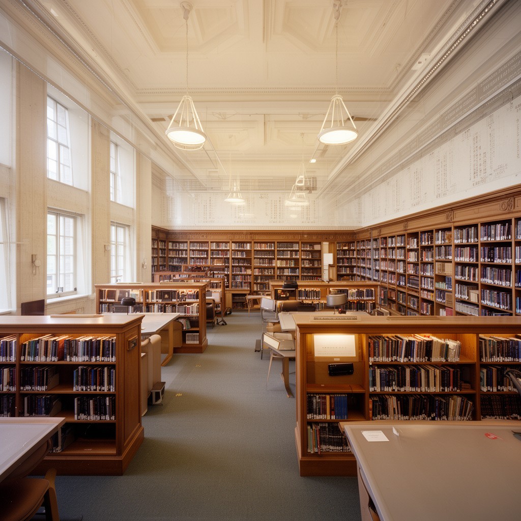 AI-generated illustration of Boston College Law Library