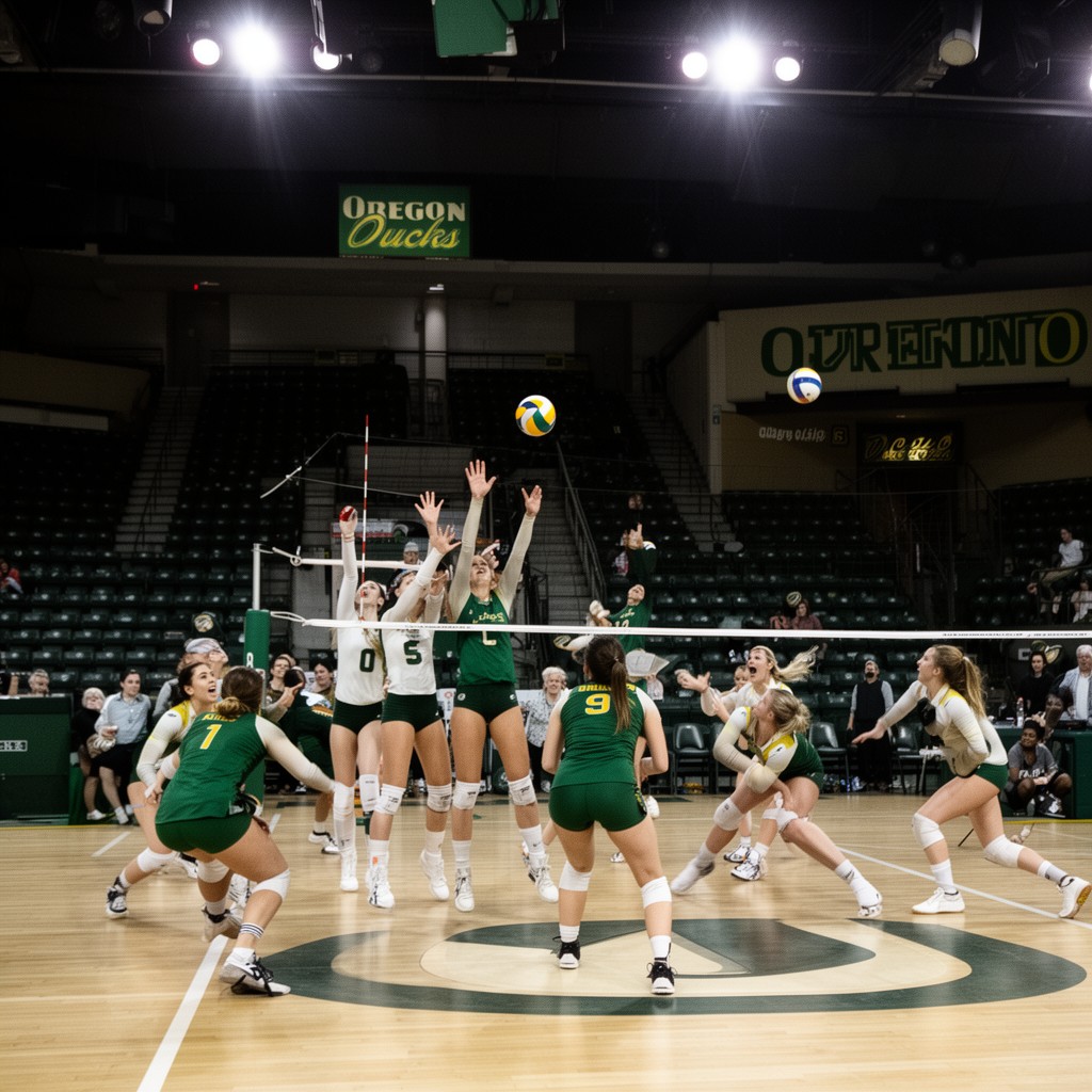 AI-generated illustration of Oregon Ducks women's volleyball