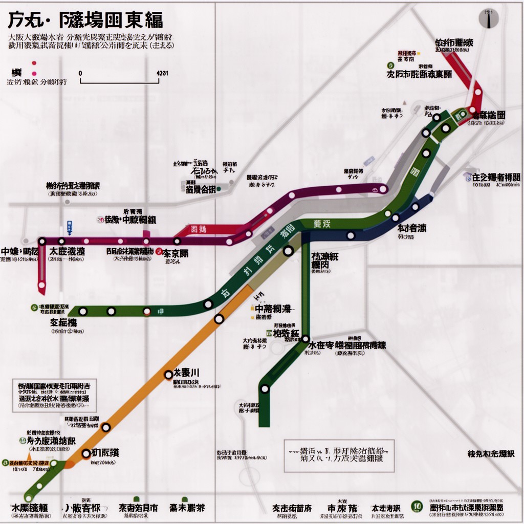 AI-generated illustration of Osaka Metro Tanimachi Line