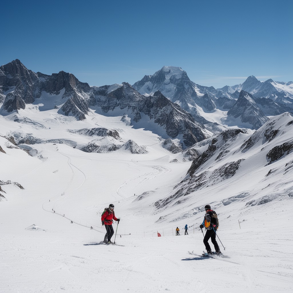 AI-generated illustration of Vallée Blanche ski route