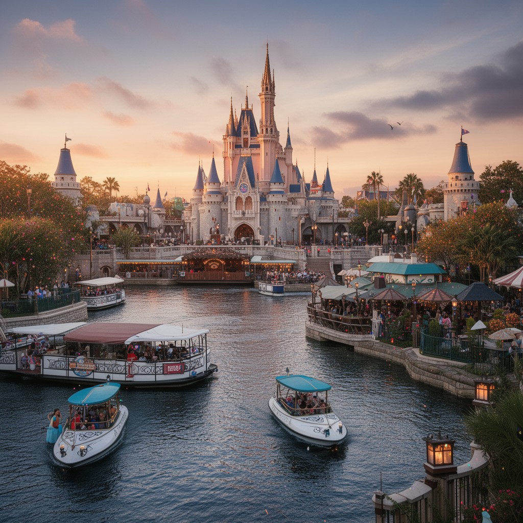 AI-generated illustration of Walt Disney World water transportation