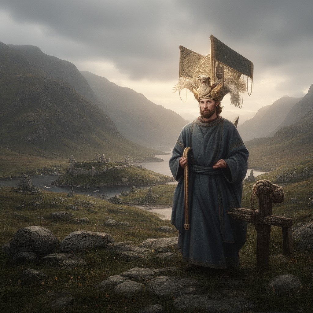 AI-generated illustration of Saint Columba